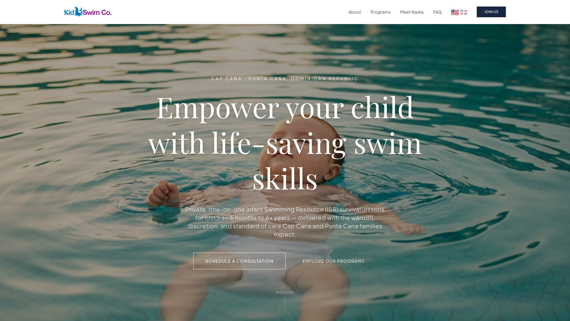 Kid Swim Co website homepage screenshot